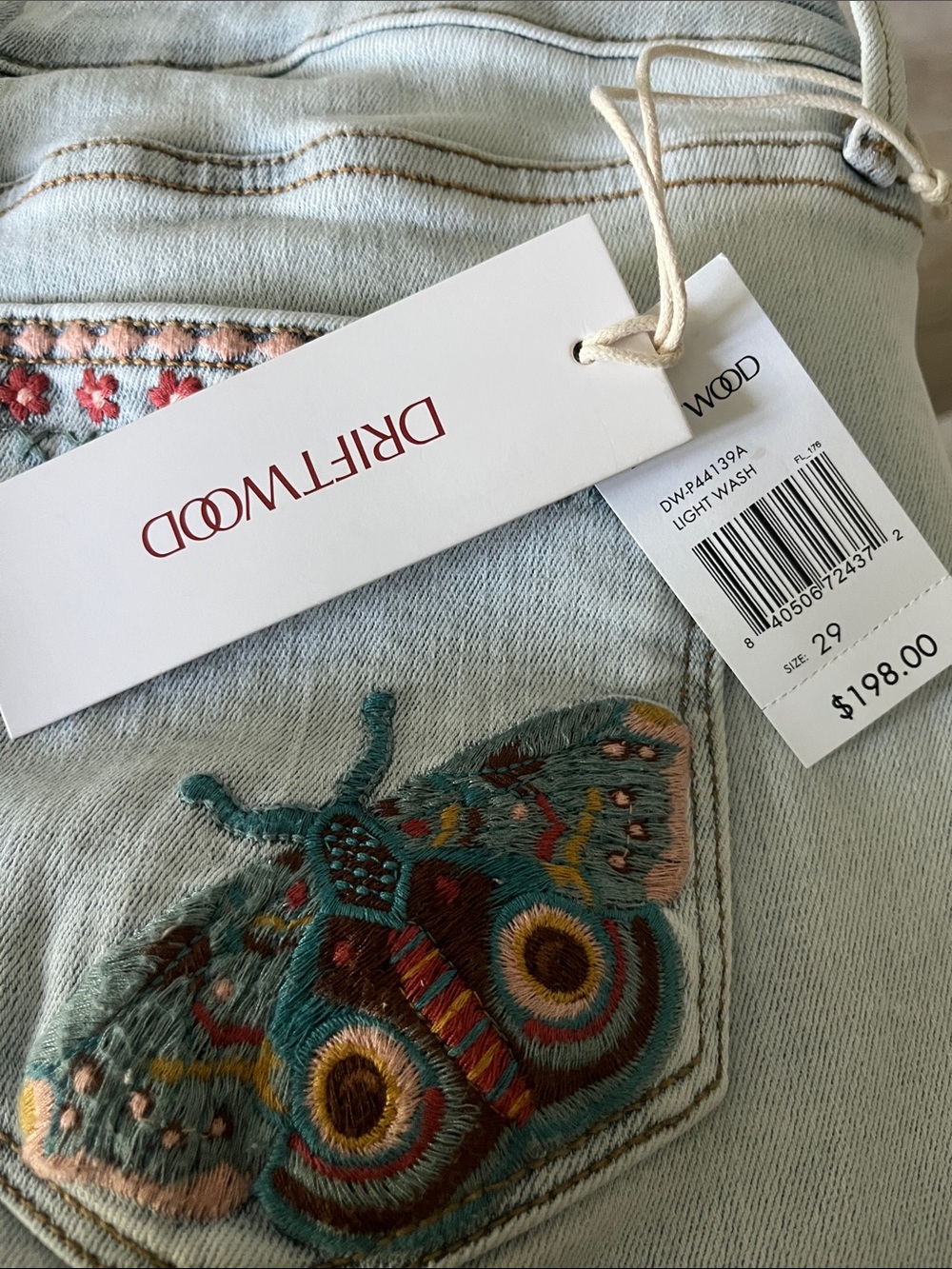 DRIFTWOOD Farrah Embroidered Light-Wash Women’s Flare Jeans 29 - Picture 11 of 11